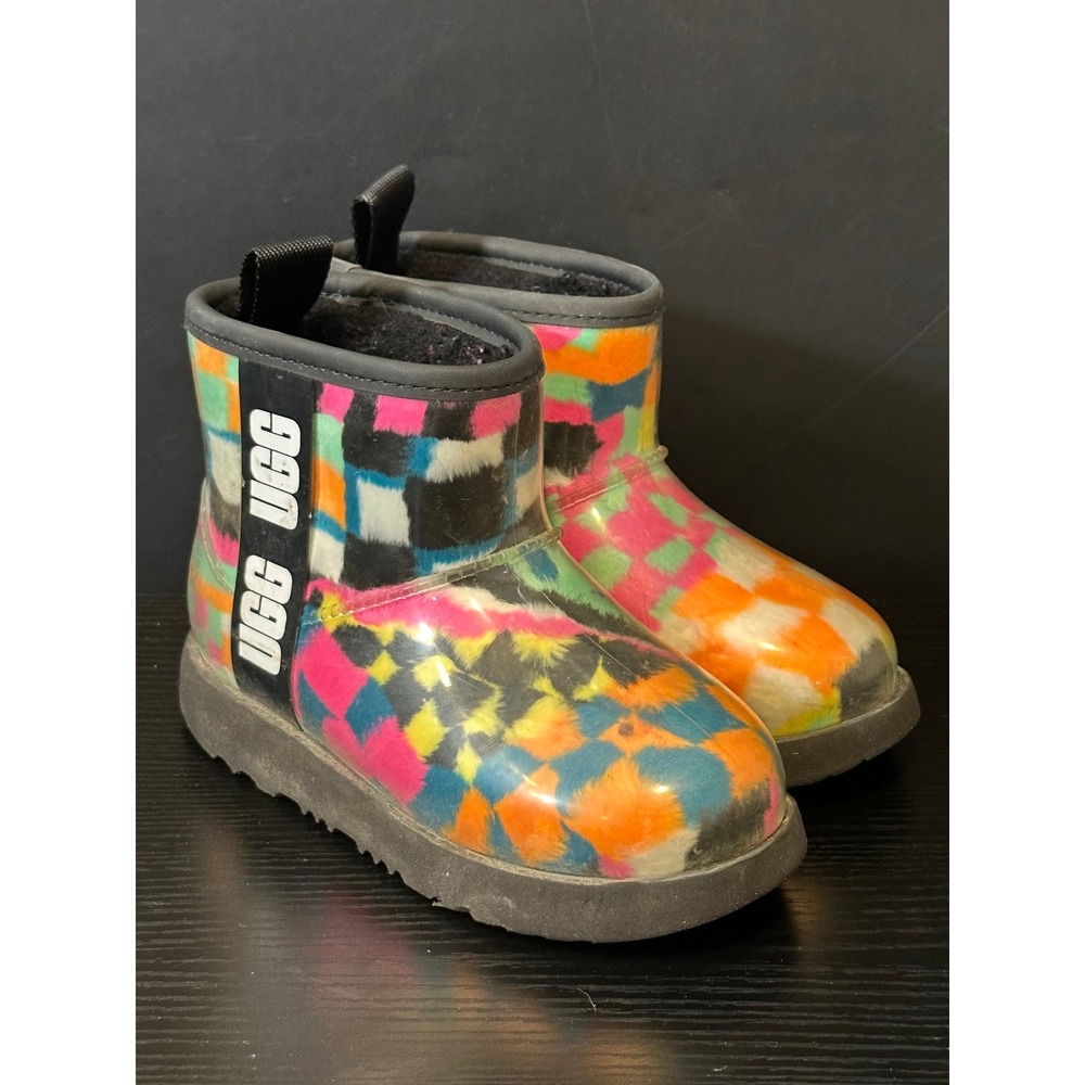 UGG‎ Classic Clear Mini Multi Checkerboard Waterproof Boots Kids 12 1134910K